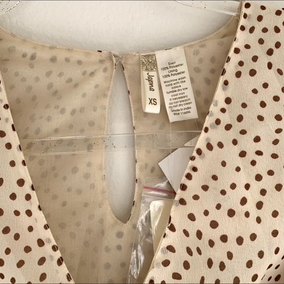 NWT Japna Long Sleeve Polka Dot Ruffle Mini Dress - Picture 3 of 4
